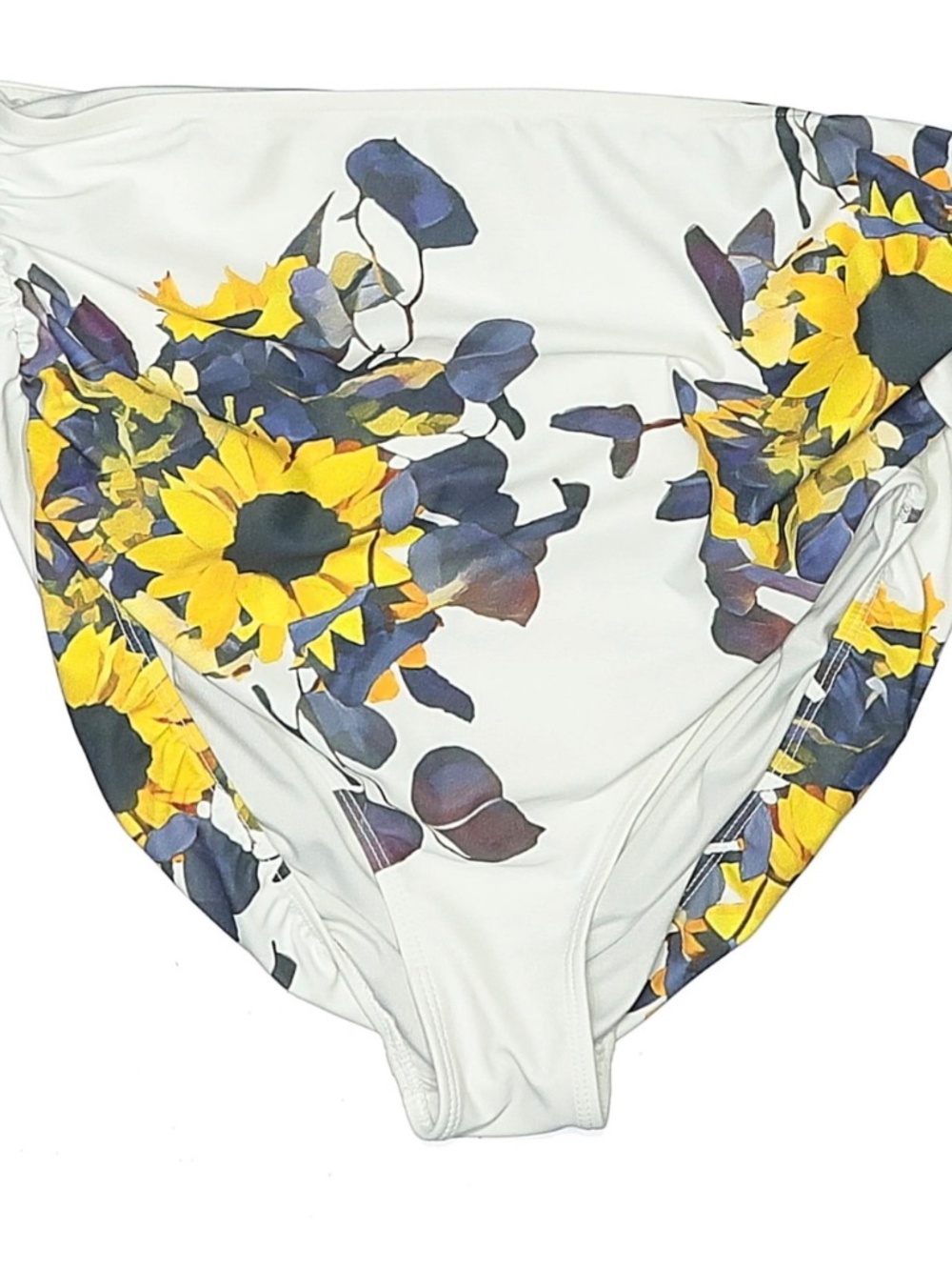 Like NEW Albion Floral Ruched High-Waist Bikini Bottoms Sz L $64 Full Coverage